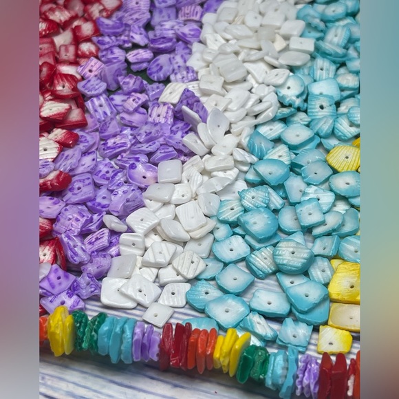 NEW Rainbow Multi Colors Puka Shell Beads Jewelry Making Lot DIY Nautical Beach - Picture 9 of 16